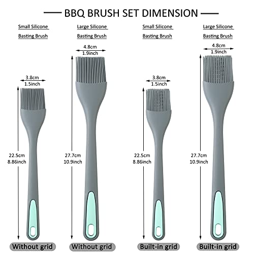 To encounter Silicone Brush, Set of 4 Silicone Basting Pastry Brush, Prefer for Cooking, Baking, Oil and BBQ Spreading - Built in Grid