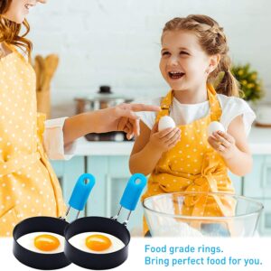 Professional Egg Ring Set for Frying Or Shaping Eggs - 4 Pack Round Egg Rings for Cooking - Stainless Steel Non Stick Mold Shaper Circles for Fried Egg McMuffin Sandwiches - Egg Maker Molds