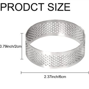 10 Pcs 2.37 Inch Stainless Steel Tart Ring, Heat-Resistant Perforated Cake Mousse Ring, Round Ring Baking doughnut tools (6cm)