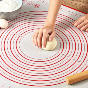 pastry mat for rolling dough, weguard 20“x16” silicone pastry kneading mat board with measurements marking bpa free food grade non-stick non-slip rolling dough baking mat