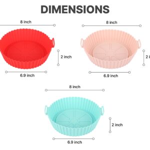 8inch Silicone Reusable Air Fryer Liner Non-stick Airfryer Pot Air Fryer Accessories Dishwasher Safe Baking Parchment (pink)