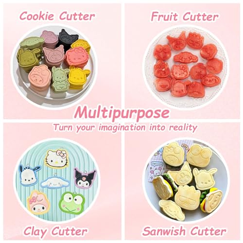 Mini Anime Cookie Cutter Set, 8 Piece Cartoon Stamped Embossed Molds for Baking Cupcake Pancake Apple Pie Pastry, Suitable for Gingerbread Frosting Decoration