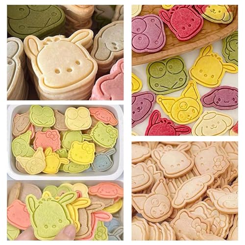 Mini Anime Cookie Cutter Set, 8 Piece Cartoon Stamped Embossed Molds for Baking Cupcake Pancake Apple Pie Pastry, Suitable for Gingerbread Frosting Decoration