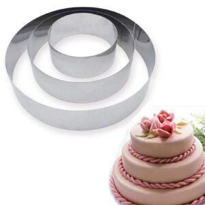 eorta 6/8/10 inch cake mold ring stainless steel pancake/biscuit/dough cutter tier cake maker for baking, layering, decorating, molding, cooking, round