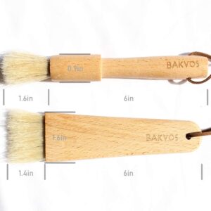 BAKVOS Pastry Brushes With Natural Wood and Bristles,Baking Brushes,Cooking Brushes,Food Brushes,Round and Flat,2 Pack