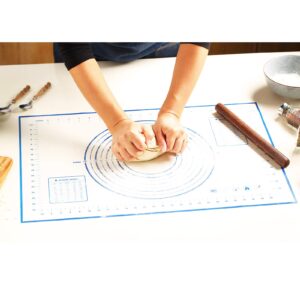 EasyOh Silicone Pastry Mat 100% Non-Slip with Measurement Counter Mat, Dough Rolling Mat, Pie Crust Mat 16 x 24 Inches Blue