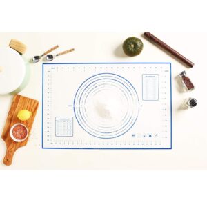 EasyOh Silicone Pastry Mat 100% Non-Slip with Measurement Counter Mat, Dough Rolling Mat, Pie Crust Mat 16 x 24 Inches Blue