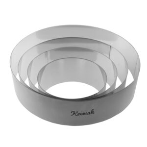 keewah round mousse cake ring set, 6/8/10/12 inch, 4 piece, stainless steel
