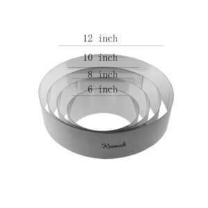 Keewah Round Mousse Cake Ring Set, 6/8/10/12 inch, 4 Piece, Stainless Steel