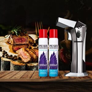 Butane Torch with Butane Fuel - Refillable Torch Lighter, Kitchen Torch for Baking, Cooking Food, Creme Brulee, BBQ, Blow Torch with Safety Lock and Adjustable Flame, 2 Cans Butane Included.