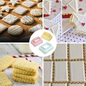 Rectangle Cookie Cutters Set | BPA Free | Suger Paste Dough Crust Shapes Fluted Cutter Pie Pastry Fondant Stamp Baking Mold Cake Decoration Tools