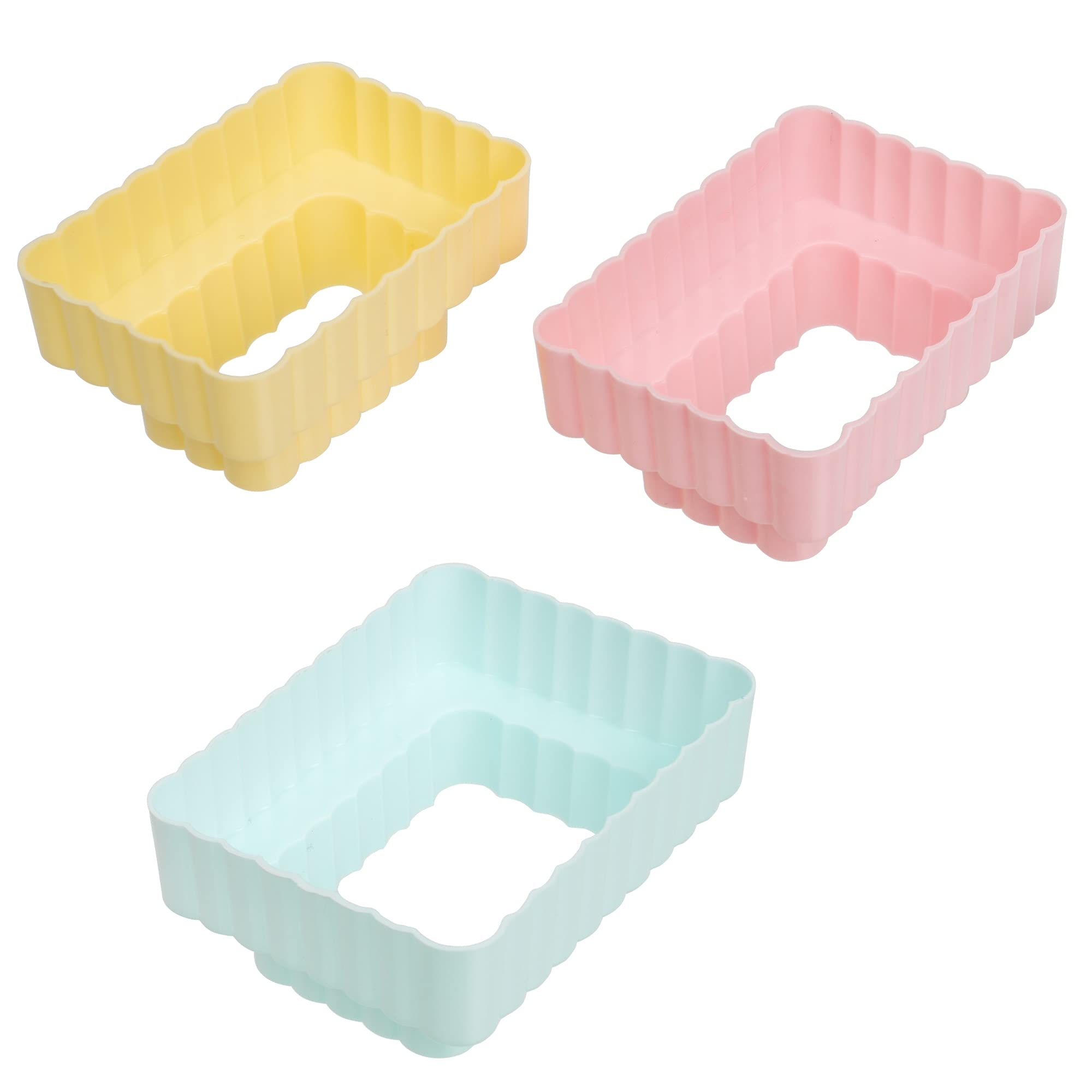 Rectangle Cookie Cutters Set | BPA Free | Suger Paste Dough Crust Shapes Fluted Cutter Pie Pastry Fondant Stamp Baking Mold Cake Decoration Tools