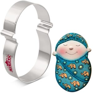 LILIAO Swaddled Baby Cookie Cutter for Baby Shower - 3.1 x 4.4 inches - Stainless Steel