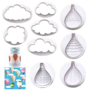 9Pcs Balloons and Cloud Cake Decoration Fondant Mold Set Hot Air Balloon Cookie Cutters for Chocolate Candy Baking Pastry Cookie Sugar Craft