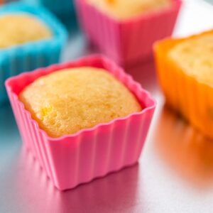 Bakerpan Silicone Square Molds for Baking, Baking Cups, Mini Cake Molds, Square Cupcake Liners, 1.5 Inch Square Cups - Set of 12