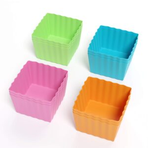 Bakerpan Silicone Square Molds for Baking, Baking Cups, Mini Cake Molds, Square Cupcake Liners, 1.5 Inch Square Cups - Set of 12