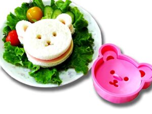 cute bear bento lunch sandwich & cookie cutter. easy 2 steps. bpa free. made in japan.