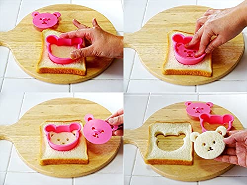 Cute Bear Bento Lunch Sandwich & Cookie Cutter. Easy 2 steps. BPA FREE. Made in Japan.