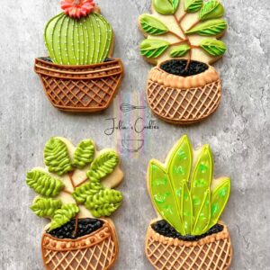 Tropical Houseplants Cookie Cutters 3-Pc. Set Made in the USA by Ann Clark, Fiddle Fig, Snake Plant, and Prickly Pear Cactus