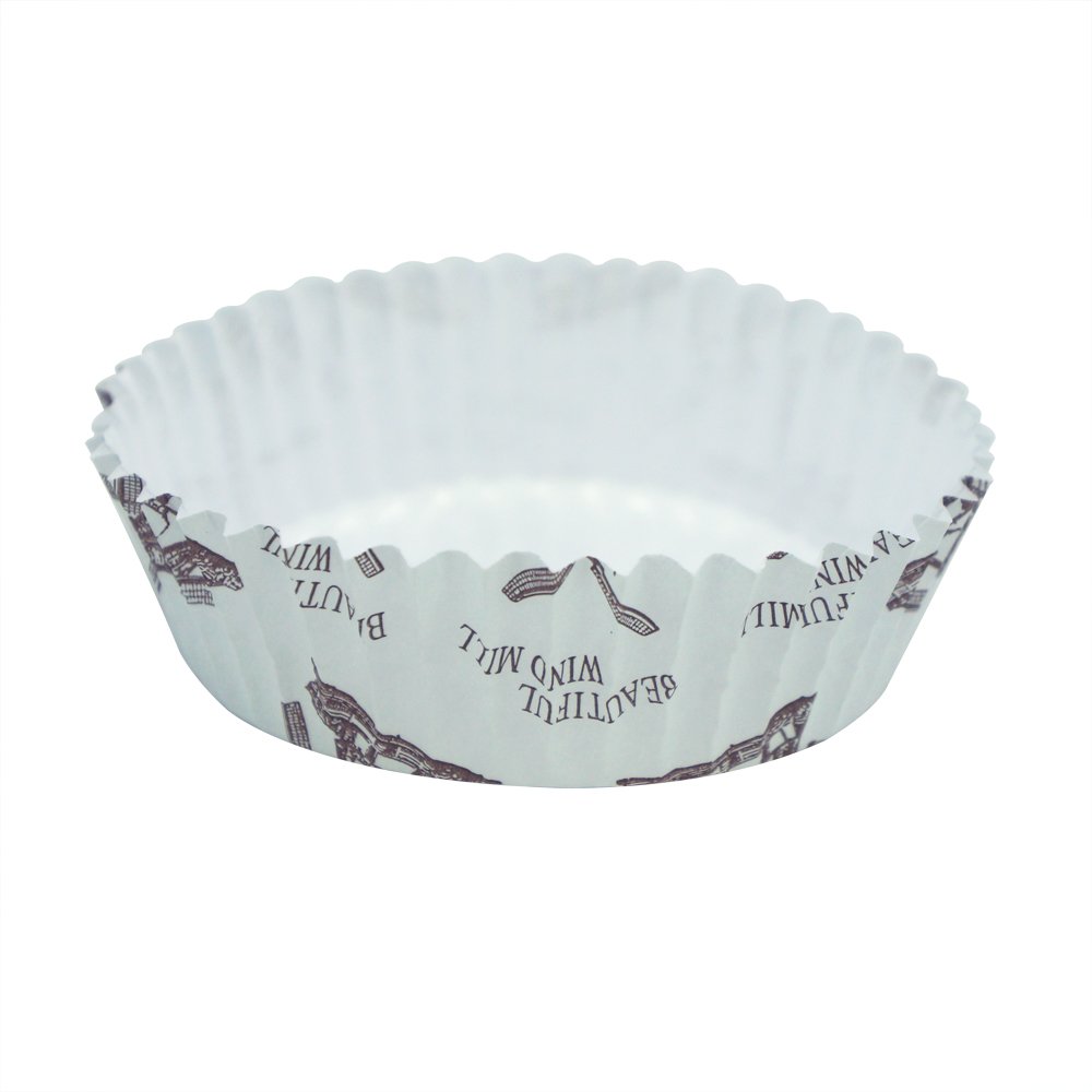 Enlynn Disposable Ruffled Round Shape Non-Stick Paper Baking Cup, Pack of 100 (3.5")