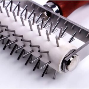 Generic New Dough Docker Spike Roller Wheel Bread Pie Pizza Pasta Pastry Holes Maker,Stainless Steel