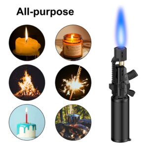 JETPRO Torch Lighter One-Hand Operation Kitchen Cooking Torch with Adjustable Flame (Butane Gas Not Included) (Black)