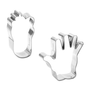 bakerpan stainless steel cookie cutter baby hand & toe set
