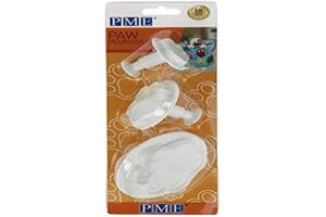 pme paw plunger cutter set of 3 for cake decorating/fondant, standard, white
