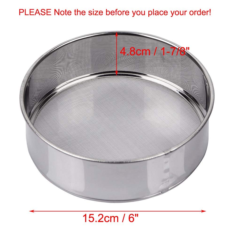 AMPSEVEN Flour Sifter for Baking - Stainless Steel 40 Mesh Small Tamis 6inch Round Sifter,Mini Fine Mesh Flour Sieve(6 Inch, 40m Mesh)