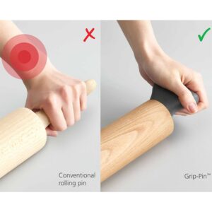 Joseph Joseph 40108 Grip Ergonomic Rolling Pin, Gray, One Size