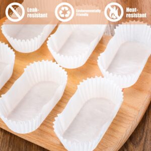 2000 Pieces Oval Cake Paper Tray Baking Cup White Cupcake Papers Mini Loaf Pan Liners Muffin Cups Paper Liners High Temperature Cake Cup Grease Proof Cupcake Liners for Cupcake Muffin Bread