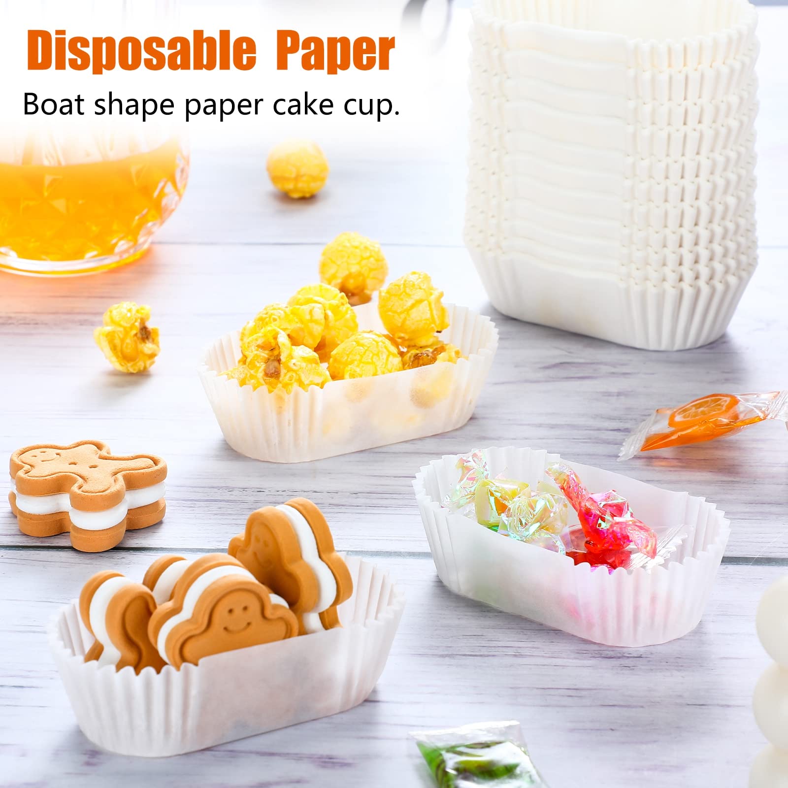 2000 Pieces Oval Cake Paper Tray Baking Cup White Cupcake Papers Mini Loaf Pan Liners Muffin Cups Paper Liners High Temperature Cake Cup Grease Proof Cupcake Liners for Cupcake Muffin Bread