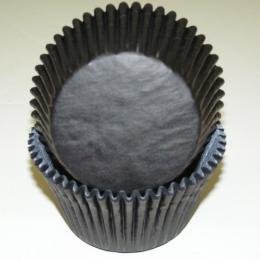 cakesupplyshop black solid color large (jumbo) baking cups - 50pack with edible sparkle flakes
