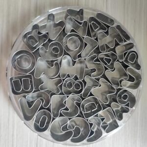 Mini Alphabet Number Cookie Cutters Sets of 37 Pieces Letter Mold Tools for Fondant Biscuit,Cake,Fruit,Vegetables,or Dough Stainless Steel