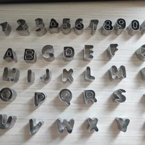 Mini Alphabet Number Cookie Cutters Sets of 37 Pieces Letter Mold Tools for Fondant Biscuit,Cake,Fruit,Vegetables,or Dough Stainless Steel