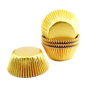 warmparty gold foil baking cups muffin wrappers cupcake liners standard, 100 count