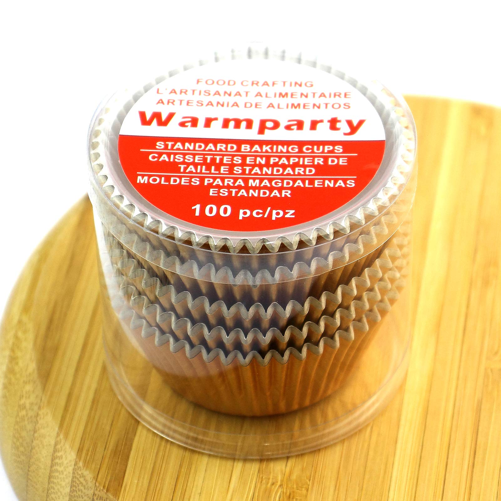 Warmparty Gold Foil Baking Cups Muffin Wrappers Cupcake Liners Standard, 100 Count