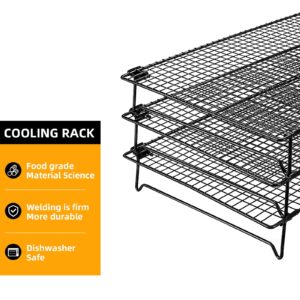 Upgraded Stackable Cooling Rack for Baking,3 Tier Jerky Rack Cooling Racks for Cooking and Baking,Cookie Cooling Rack Baking Racks,Drying Racks,Oven Safe,17”x 11”