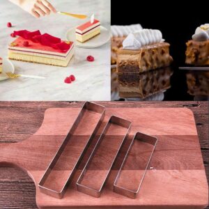 Rectangular Cake Molds,Stainless Steel Cake Mousse Ring Rectangle Cookie Cutter Mousse Cake Cutter Ring Mold for Home Kitchen