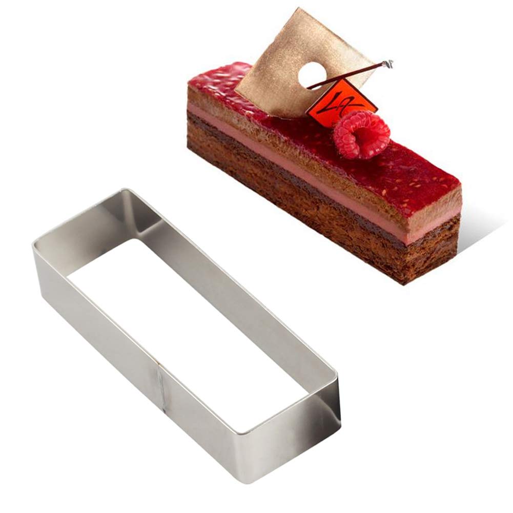 Rectangular Cake Molds,Stainless Steel Cake Mousse Ring Rectangle Cookie Cutter Mousse Cake Cutter Ring Mold for Home Kitchen