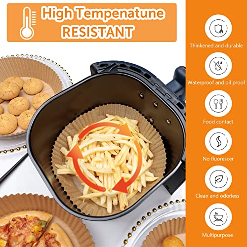 (120PCS Large Size) 8inch Air Fryer Disposable Paper Liner,Non-stick Disposable Air Fryer Liners,parchment paper sheets for baking,Air Fryer Accessories Oil-Proof Water-Proof basket