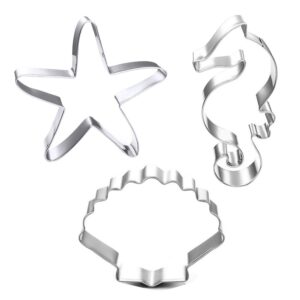 winrase® set of 3 diy stainless steel starfish hippocampus shell shape cookie cutter fondant cutter