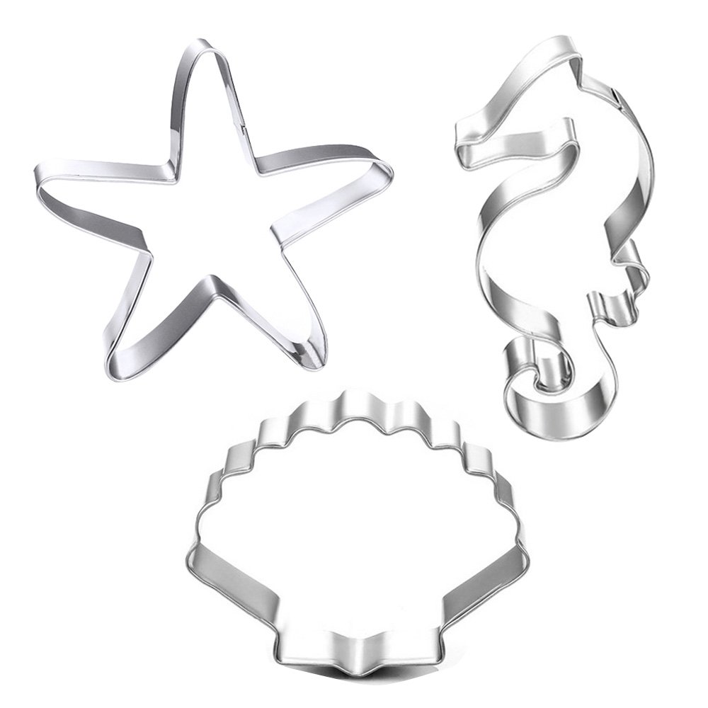 Winrase® Set of 3 DIY Stainless Steel Starfish Hippocampus Shell Shape Cookie Cutter Fondant Cutter