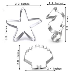 Winrase® Set of 3 DIY Stainless Steel Starfish Hippocampus Shell Shape Cookie Cutter Fondant Cutter