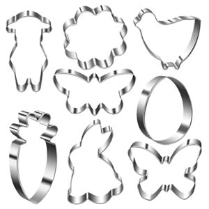 Easter Cookie Cutter Set - Bunny, Egg, Butterfly, Flower, Chick, Carrot, Dog - 8PCS Easter Cookie Cutters - Mini Easter Cookie Cutters for Spring Holiday Baking - Small Easter Cookie Cutters for Party