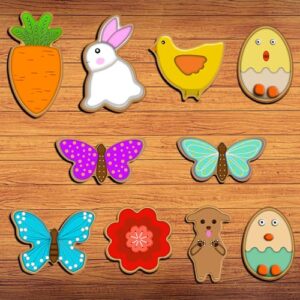 Easter Cookie Cutter Set - Bunny, Egg, Butterfly, Flower, Chick, Carrot, Dog - 8PCS Easter Cookie Cutters - Mini Easter Cookie Cutters for Spring Holiday Baking - Small Easter Cookie Cutters for Party