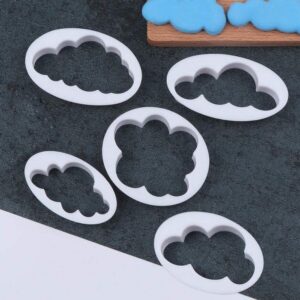 JINYONGXING 5 Pcs Cloud Fondant Cutter Plastic Cake Cookie Biscuit Cutter Mold for Baking Room Coffee Shop Birthday or Wedding Cake Moulds