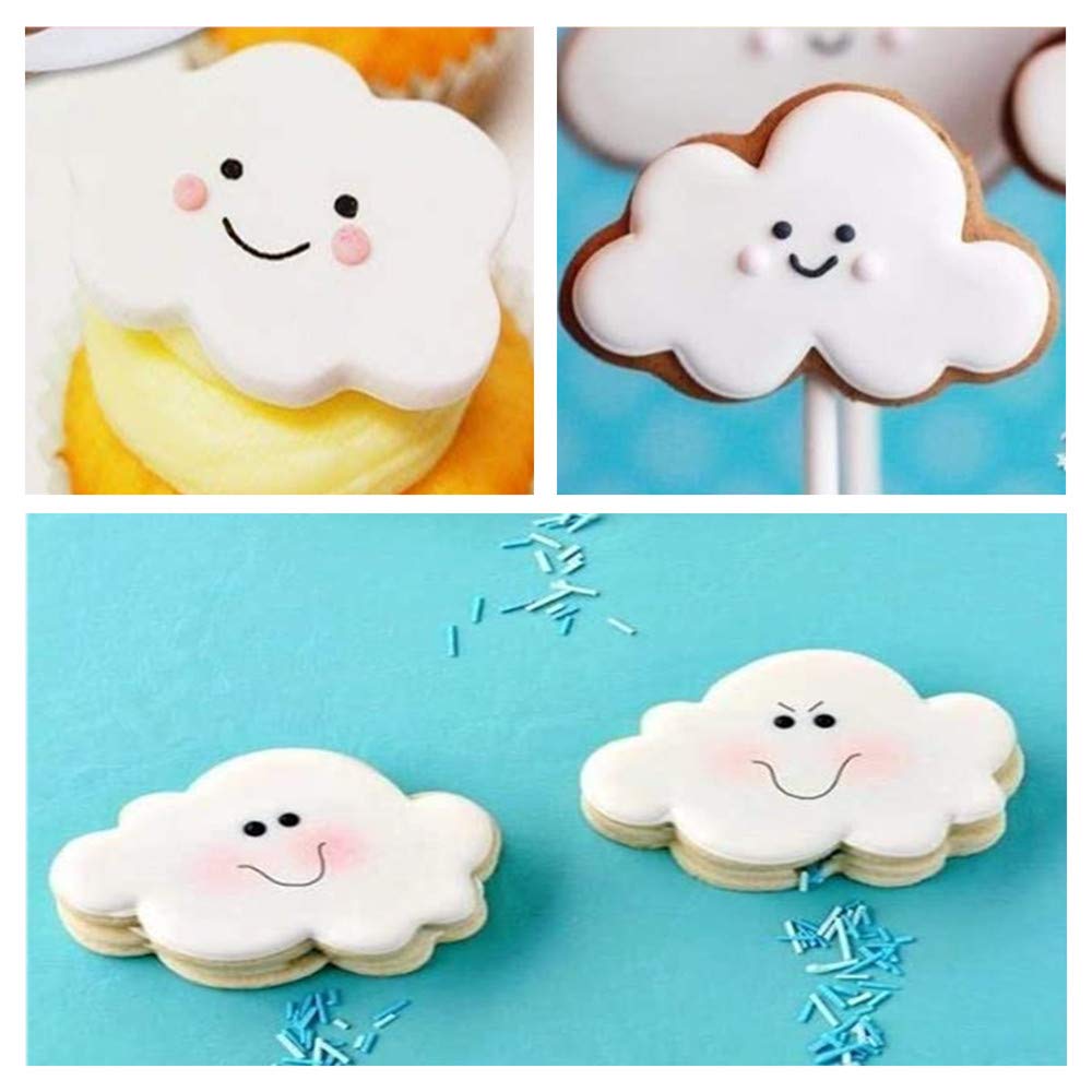 JINYONGXING 5 Pcs Cloud Fondant Cutter Plastic Cake Cookie Biscuit Cutter Mold for Baking Room Coffee Shop Birthday or Wedding Cake Moulds