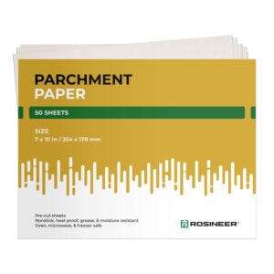 rosineer 10"x7" parchment paper, non stick, pre-cut, 50 sheet