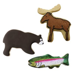 Mountain Wildlife Cookie Cutters 3-Pc. Set Made in USA by Ann Clark, Bear, Moose, Fish